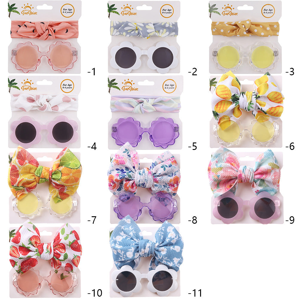 Kids Sunglasses Hair Band Set Fashion Boys And Girls Cute UV Protection Eye Protection Toy Sunglasses Headband Cover