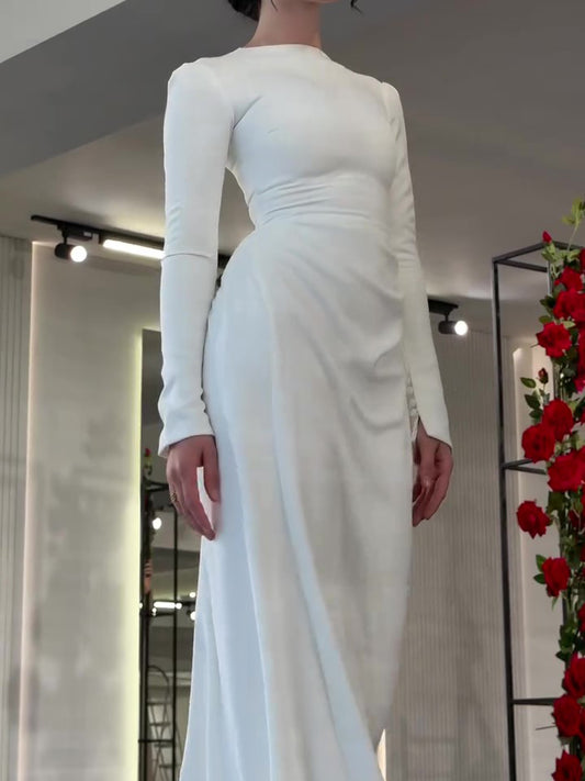 White Long Sleeve Maxi Dress