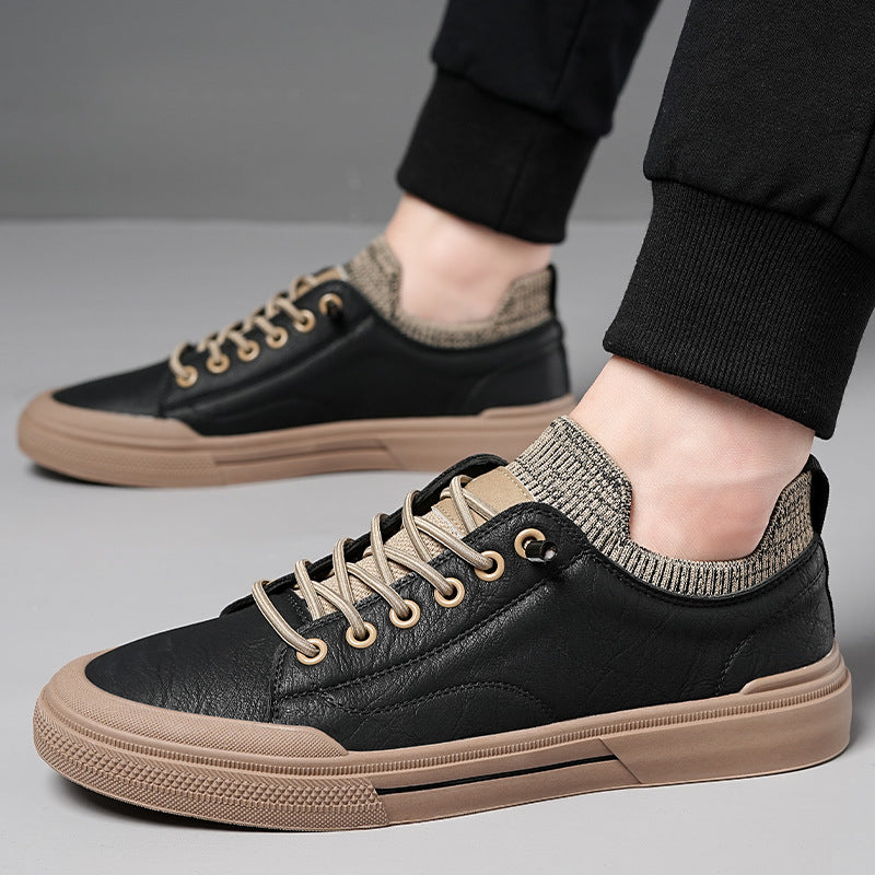 Men's Casual Leather Soft Sole Breathable Bean Shoes